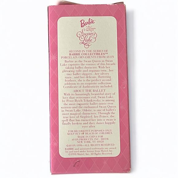 Barbie The Swan Queen In Swan Lake Porcelain Ornament In Box 1998 Avon - Picture 6 of 12